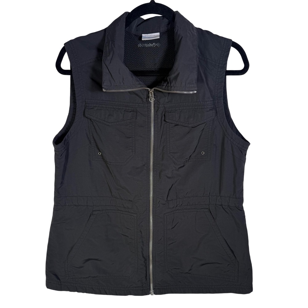 Columbia Sportswear Womens Utility Vest Black Nylon Mesh Lined Full Zip Large